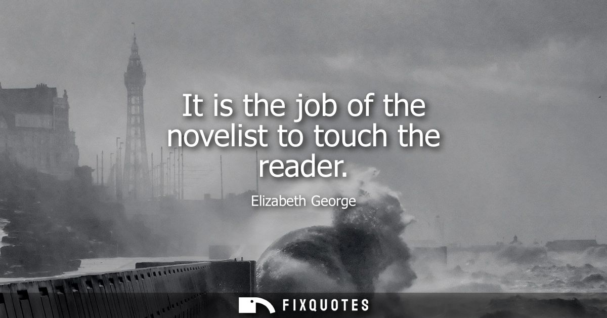 It is the job of the novelist to touch the reader