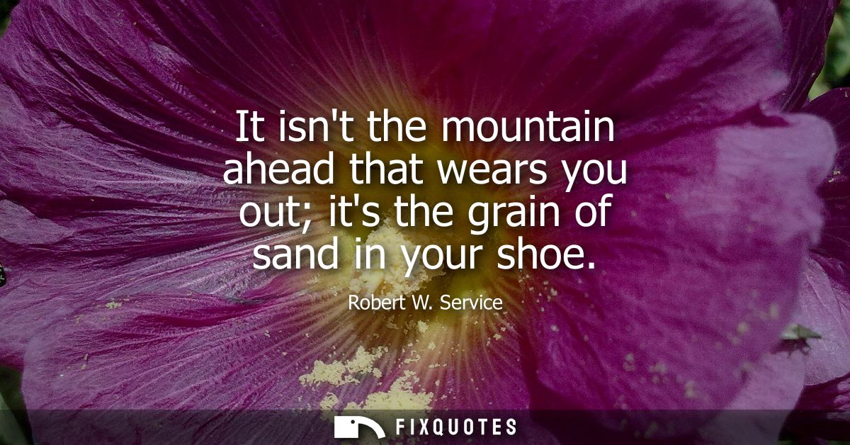 It isnt the mountain ahead that wears you out its the grain of sand in your shoe