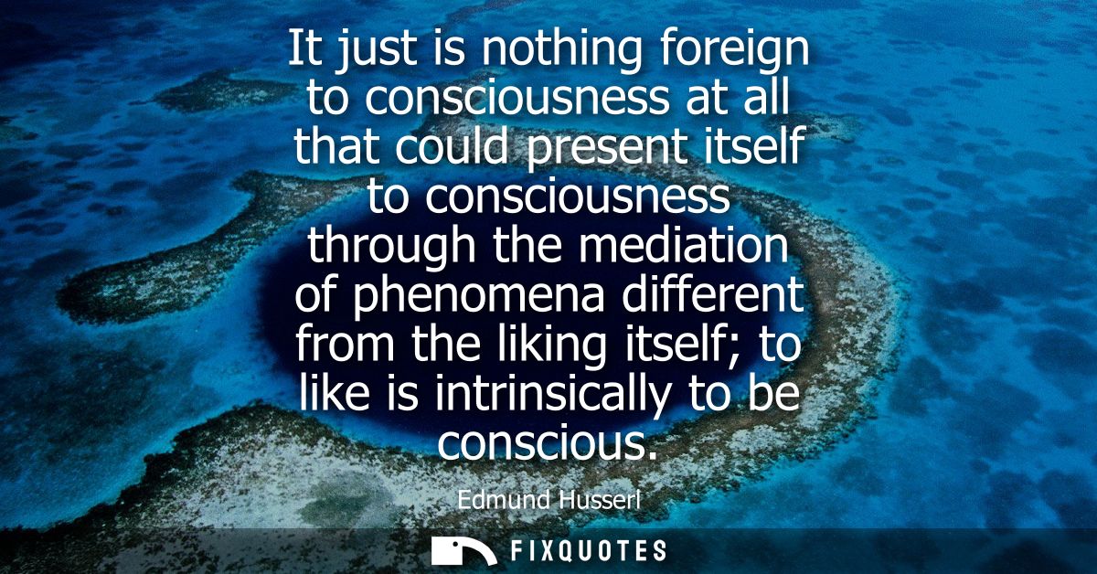 It just is nothing foreign to consciousness at all that could present itself to consciousness through the mediation of p