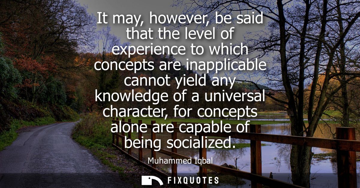 It may, however, be said that the level of experience to which concepts are inapplicable cannot yield any knowledge of a