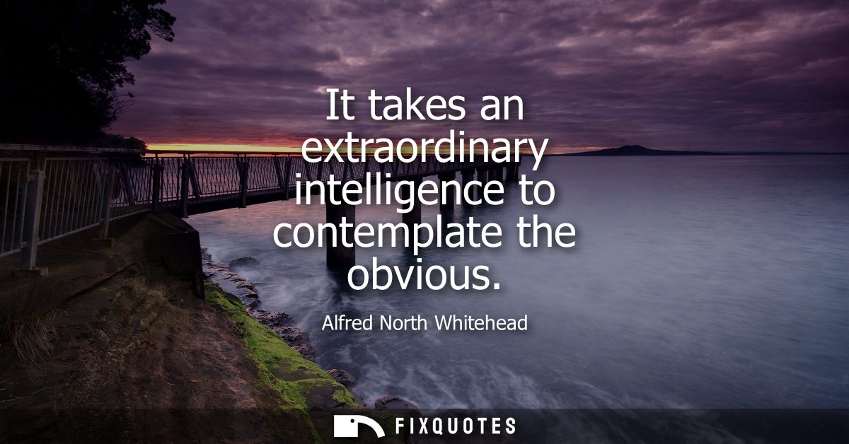 It takes an extraordinary intelligence to contemplate the obvious