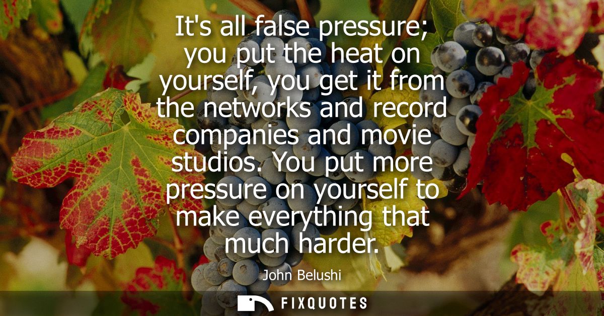 Its all false pressure you put the heat on yourself, you get it from the networks and record companies and movie studios