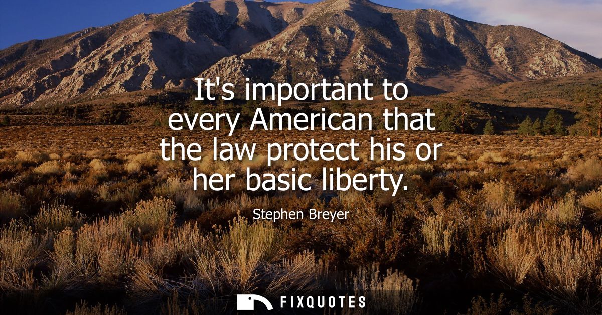 Its important to every American that the law protect his or her basic liberty