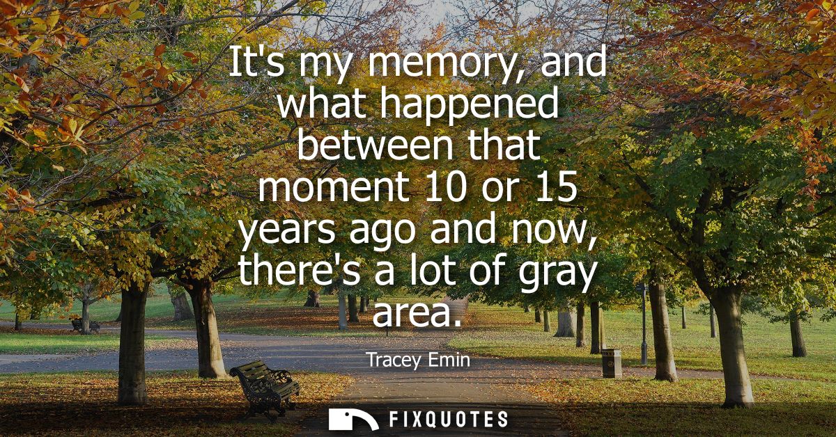 Its my memory, and what happened between that moment 10 or 15 years ago and now, theres a lot of gray area