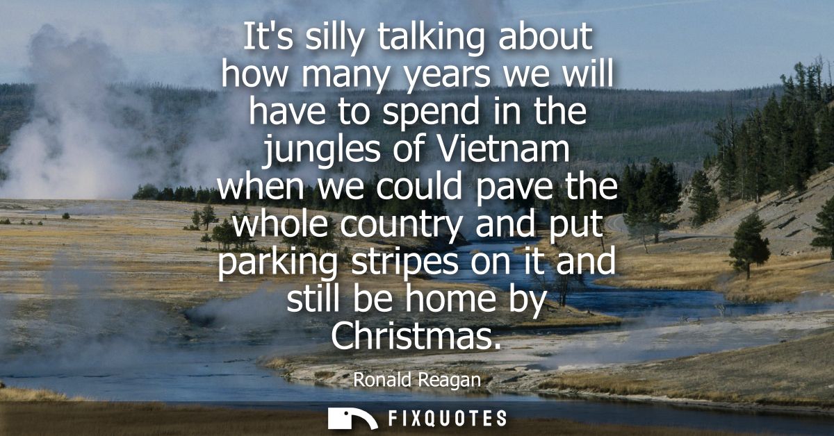 Its silly talking about how many years we will have to spend in the jungles of Vietnam when we could pave the whole coun