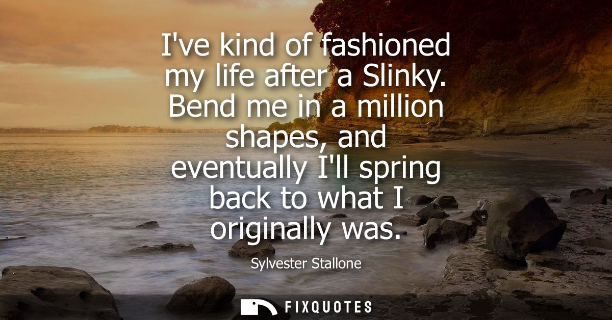 Ive kind of fashioned my life after a Slinky. Bend me in a million shapes, and eventually Ill spring back to what I orig