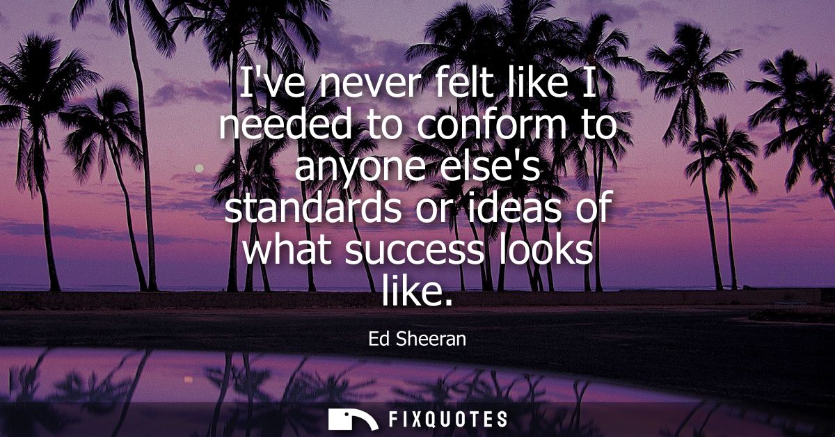 Ive never felt like I needed to conform to anyone elses standards or ideas of what success looks like