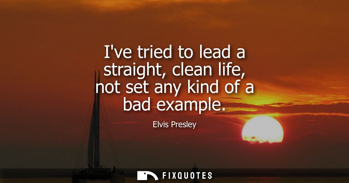 Ive tried to lead a straight, clean life, not set any kind of a bad example