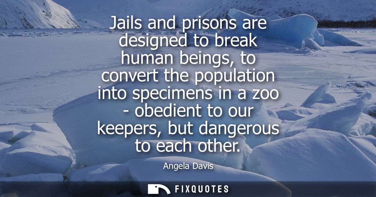 Jails and prisons are designed to break human beings, to convert the population into specimens in a zoo - obedient to ou