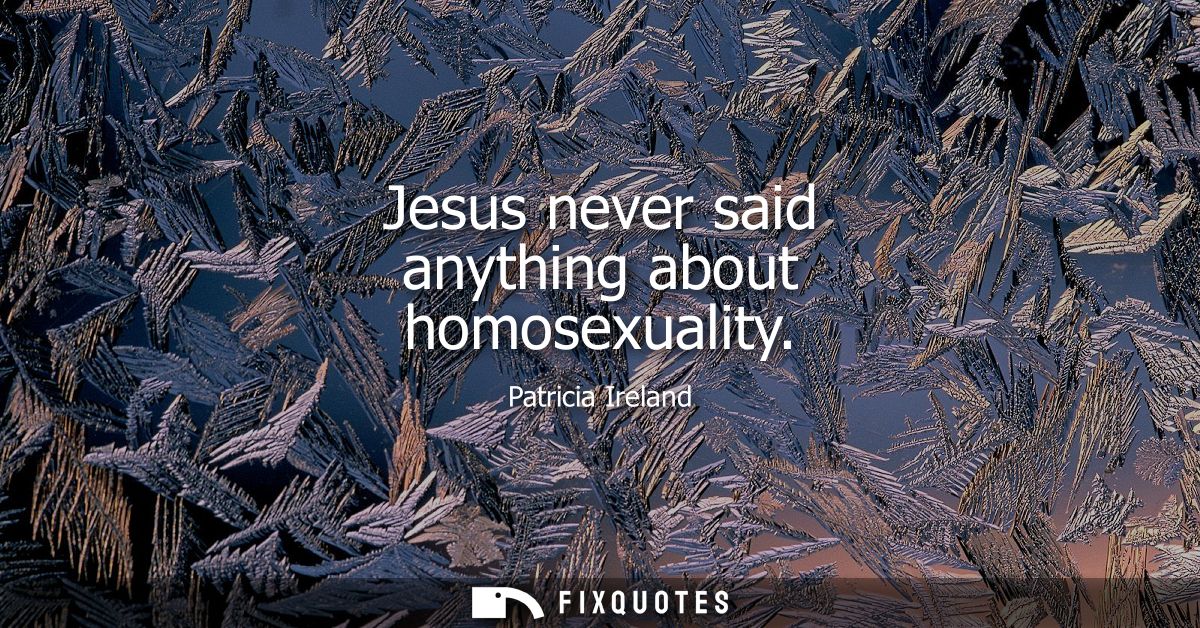 Jesus never said anything about homosexuality