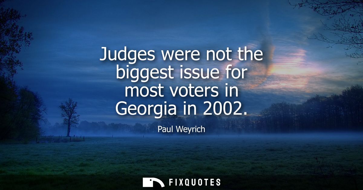 Judges were not the biggest issue for most voters in Georgia in 2002