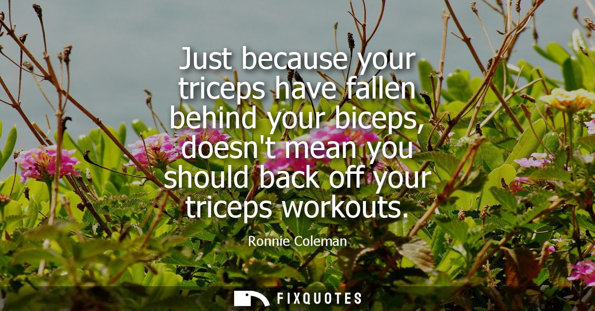 Just because your triceps have fallen behind your biceps, doesnt mean you should back off your triceps workouts