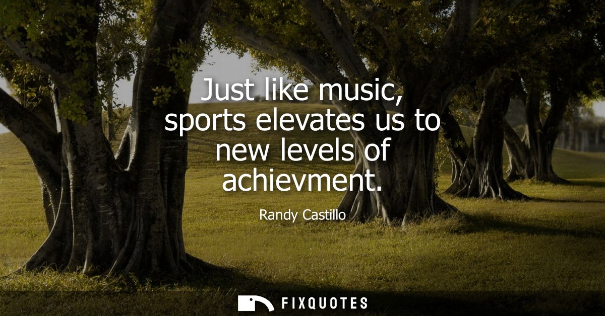 Just like music, sports elevates us to new levels of achievment