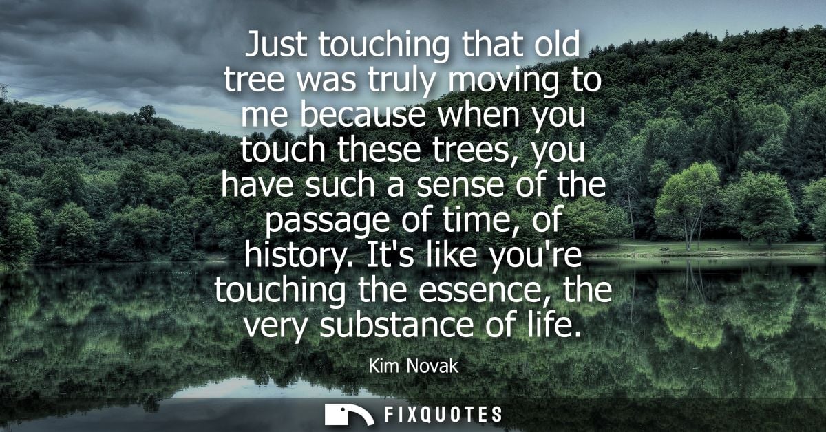 Just touching that old tree was truly moving to me because when you touch these trees, you have such a sense of the pass