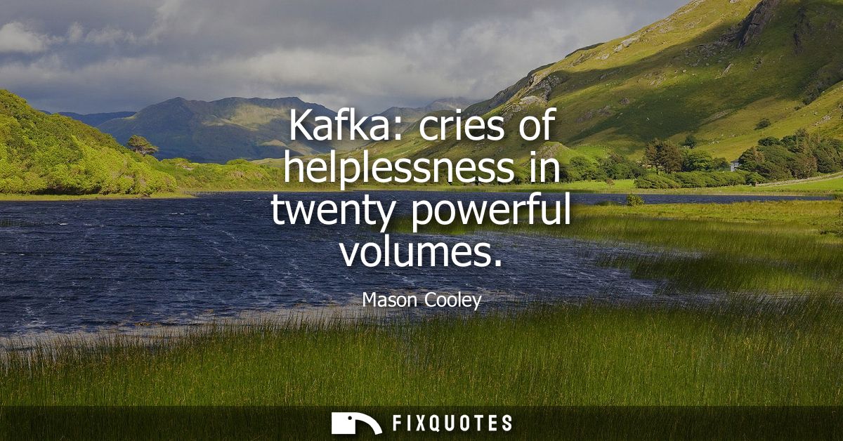 Kafka: cries of helplessness in twenty powerful volumes