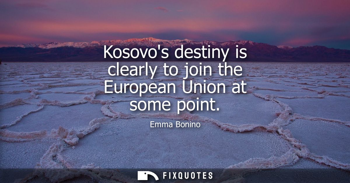Kosovos destiny is clearly to join the European Union at some point