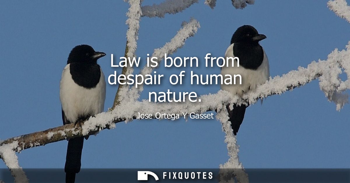 Law is born from despair of human nature