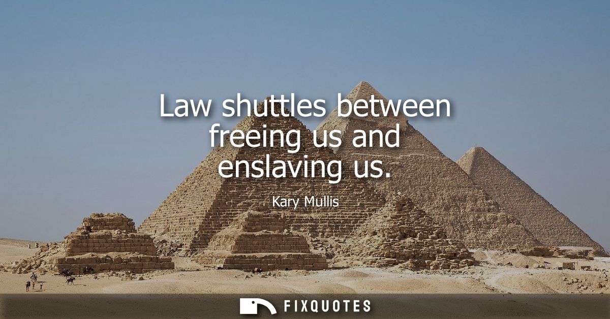 Law shuttles between freeing us and enslaving us