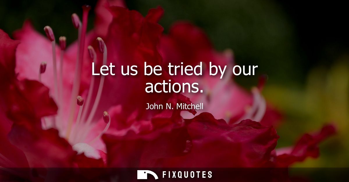 Let us be tried by our actions - John N. Mitchell
