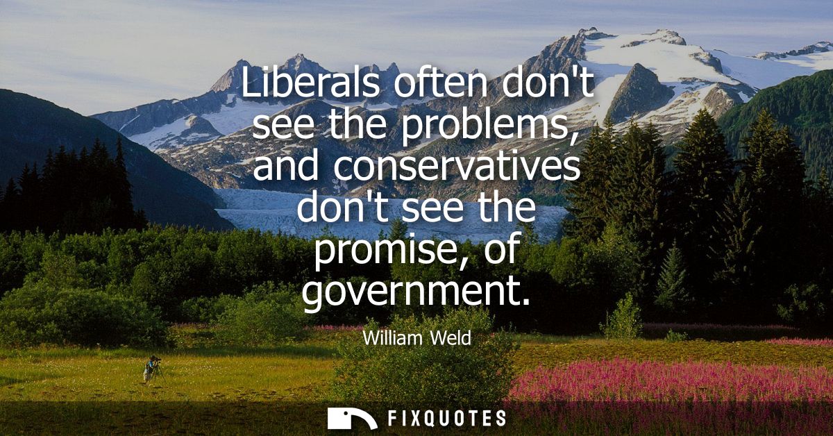 Liberals often dont see the problems, and conservatives dont see the promise, of government