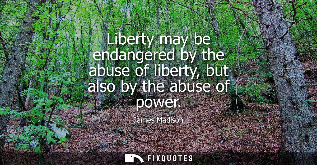 Liberty may be endangered by the abuse of liberty, but also by the abuse of power