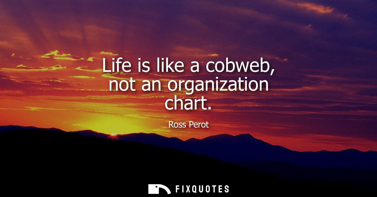Life is like a cobweb, not an organization chart