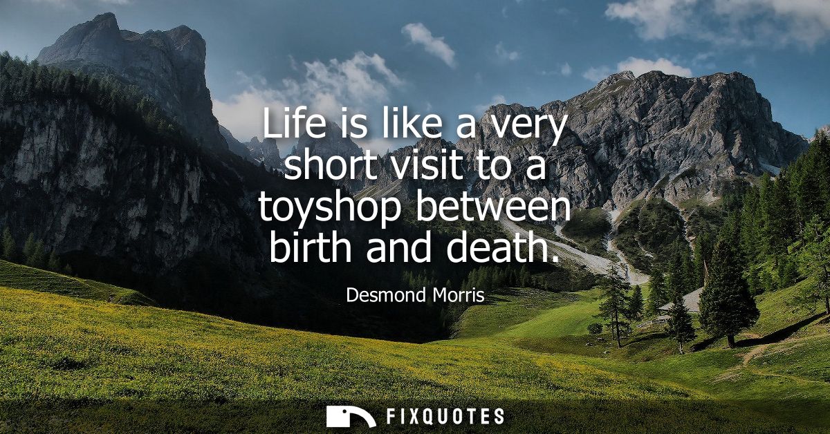 Life is like a very short visit to a toyshop between birth and death