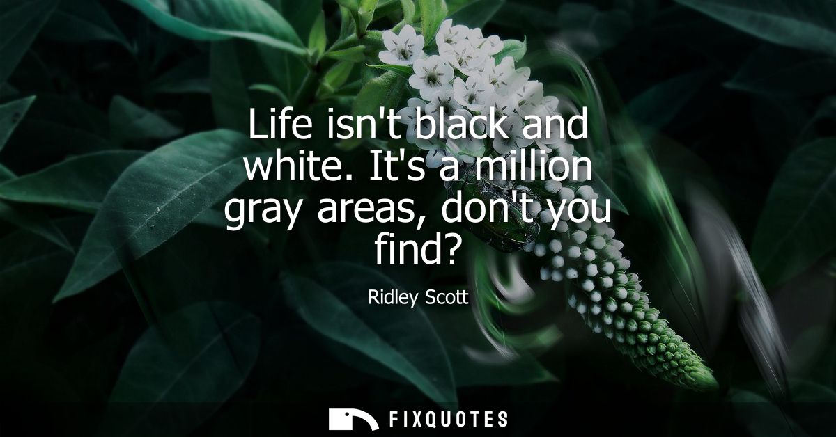 Life isnt black and white. Its a million gray areas, dont you find?