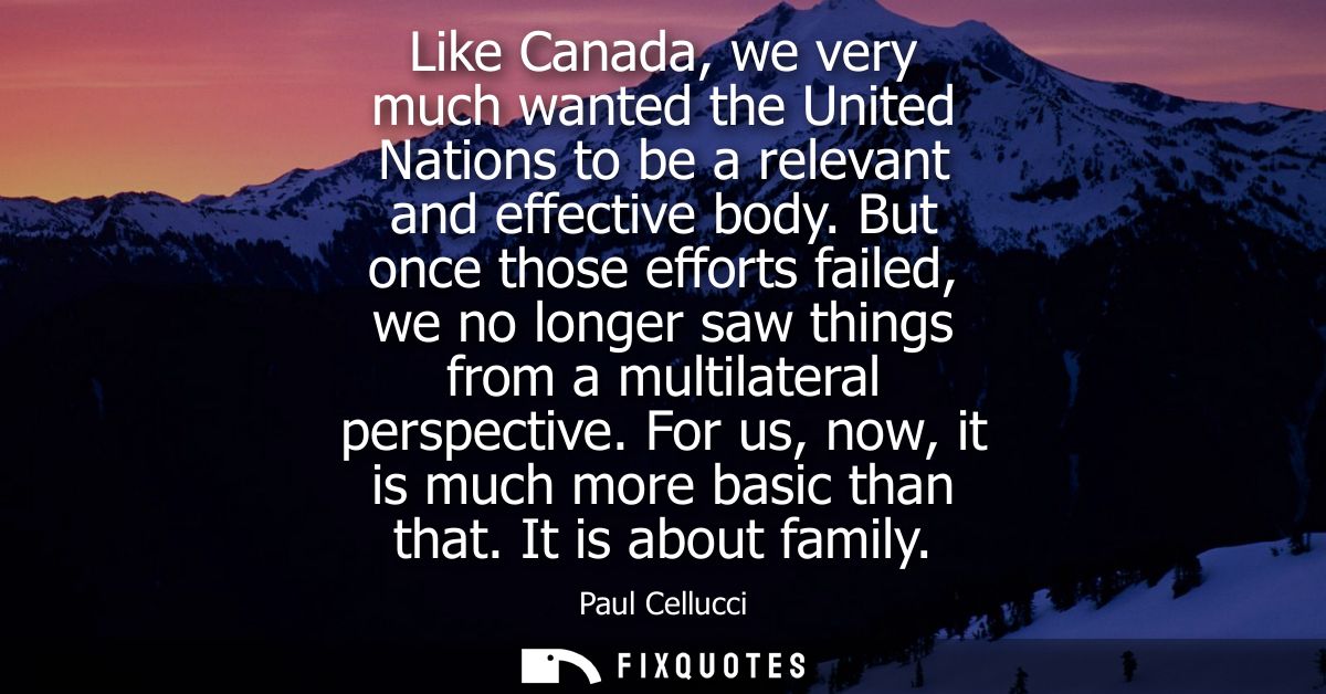 Like Canada, we very much wanted the United Nations to be a relevant and effective body. But once those efforts failed, 