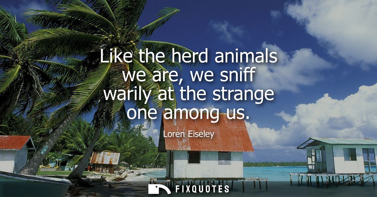 Like the herd animals we are, we sniff warily at the strange one among us