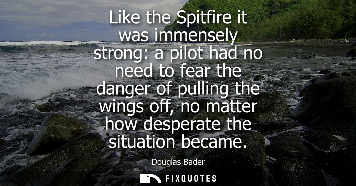 Like the Spitfire it was immensely strong: a pilot had no need to fear the danger of pulling the wings off, no matter ho