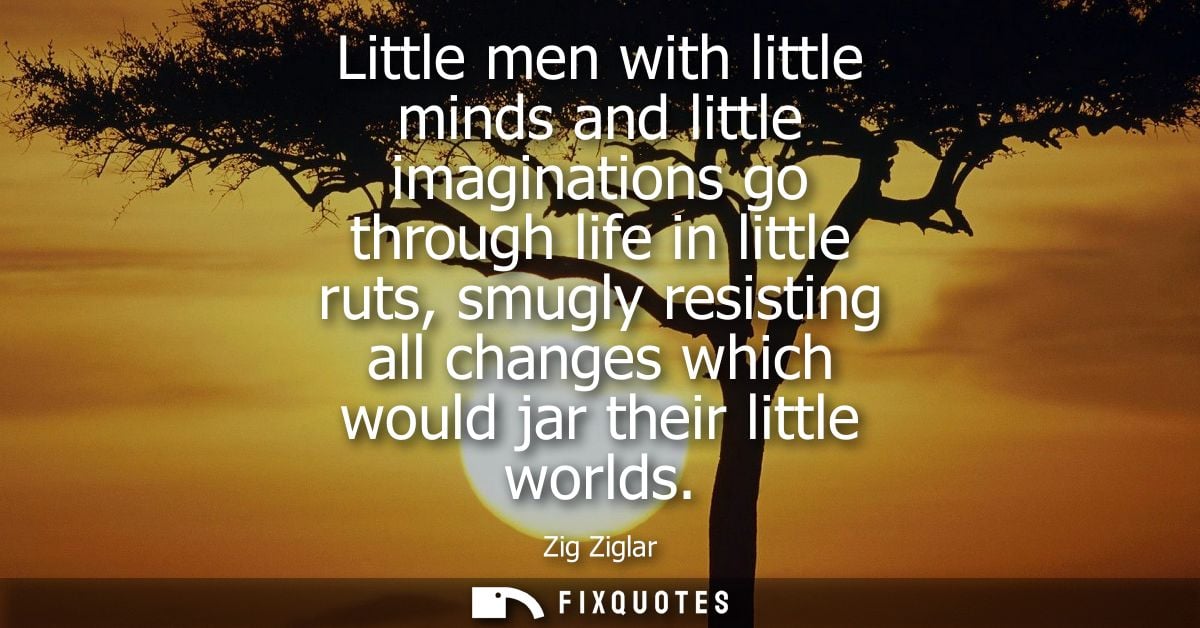 Little men with little minds and little imaginations go through life in little ruts, smugly resisting all changes which 