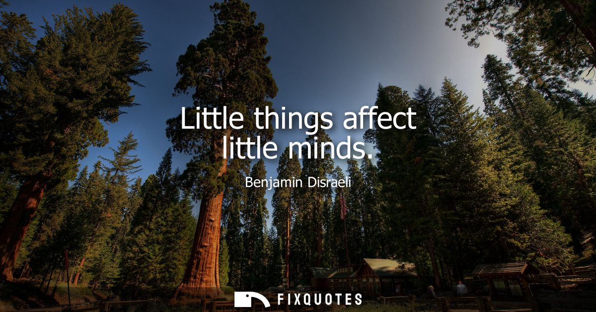 Little things affect little minds