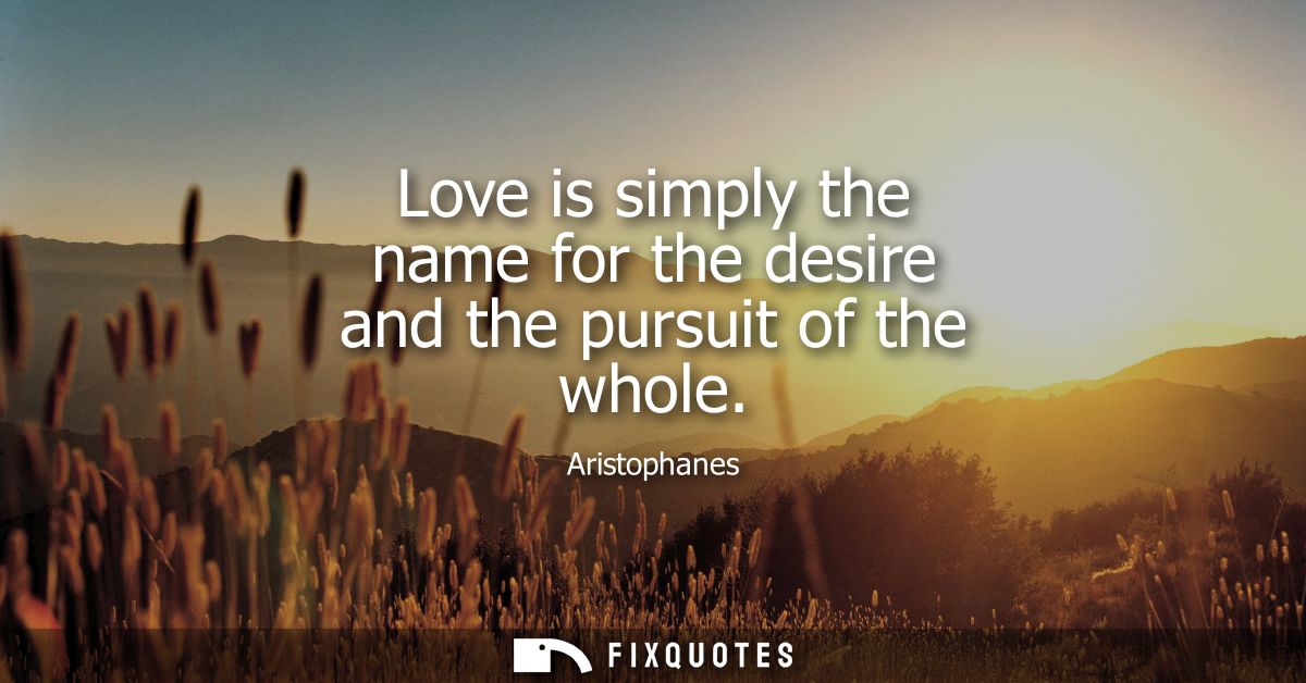 Love is simply the name for the desire and the pursuit of the whole