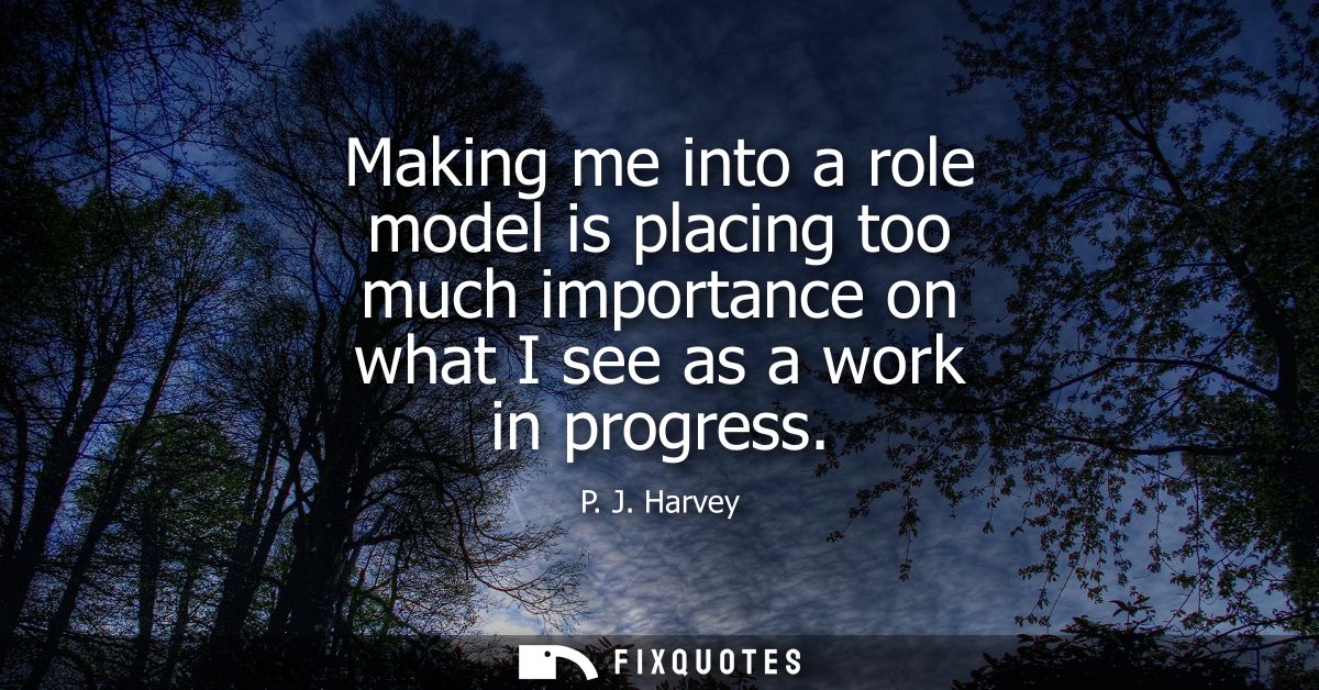 Making me into a role model is placing too much importance on what I see as a work in progress
