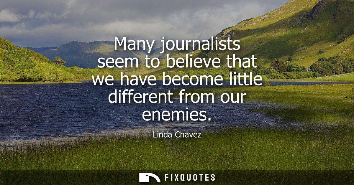 Many journalists seem to believe that we have become little different from our enemies