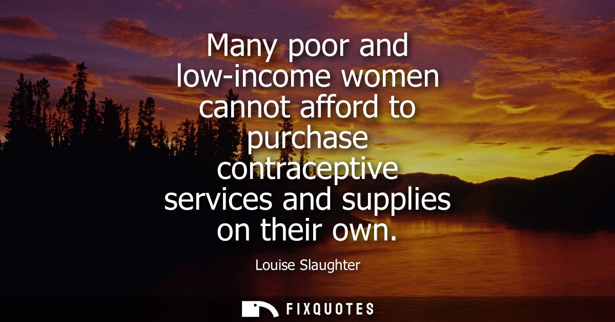 Many poor and low-income women cannot afford to purchase contraceptive services and supplies on their own