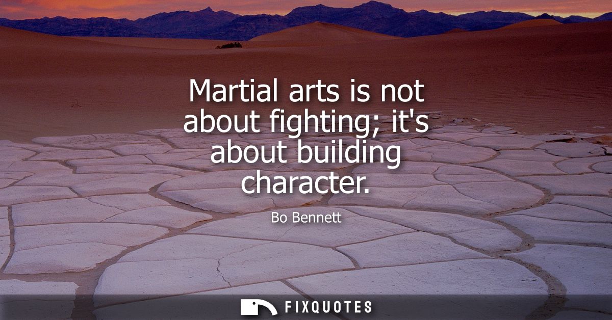 Martial arts is not about fighting its about building character