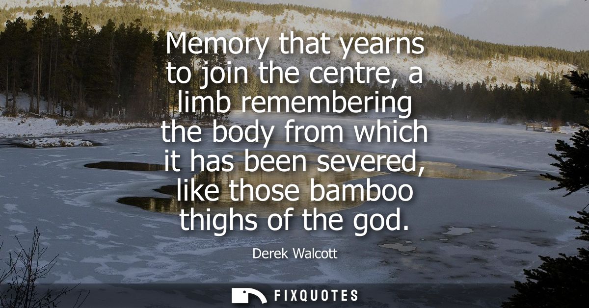 Memory that yearns to join the centre, a limb remembering the body from which it has been severed, like those bamboo thi
