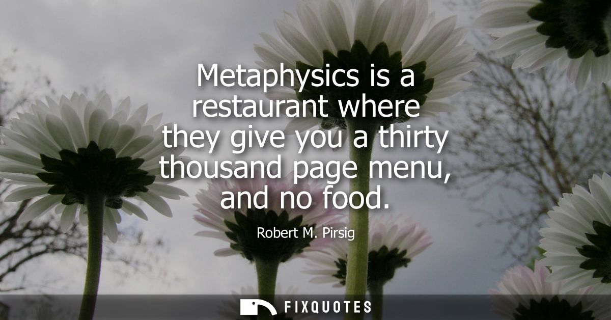 Metaphysics is a restaurant where they give you a thirty thousand page menu, and no food