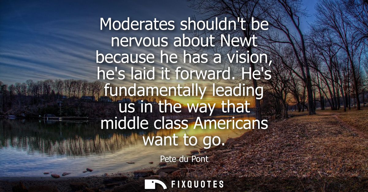 Moderates shouldnt be nervous about Newt because he has a vision, hes laid it forward. Hes fundamentally leading us in t