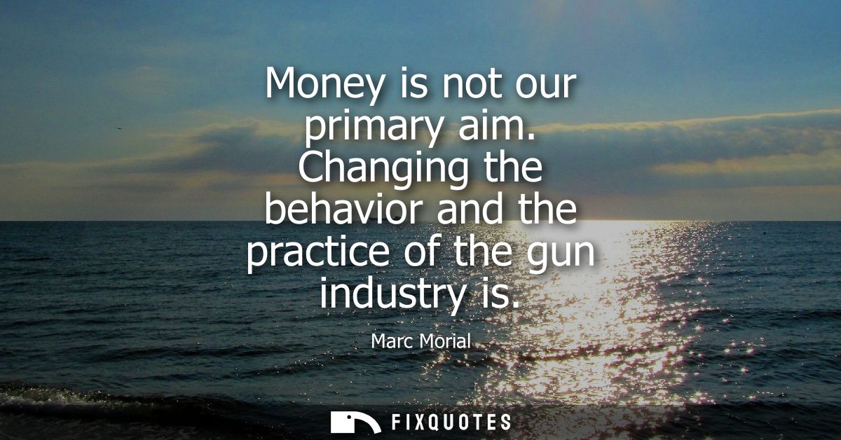 Money is not our primary aim. Changing the behavior and the practice of the gun industry is