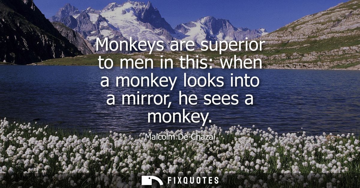 Monkeys are superior to men in this: when a monkey looks into a mirror, he sees a monkey