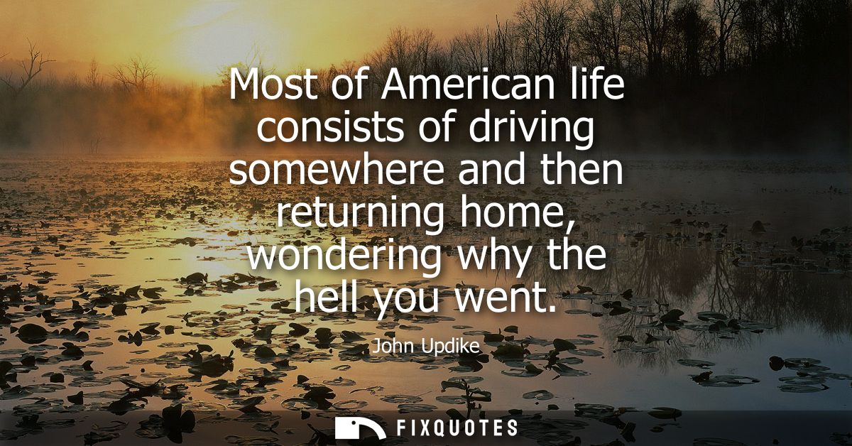 Most of American life consists of driving somewhere and then returning home, wondering why the hell you went