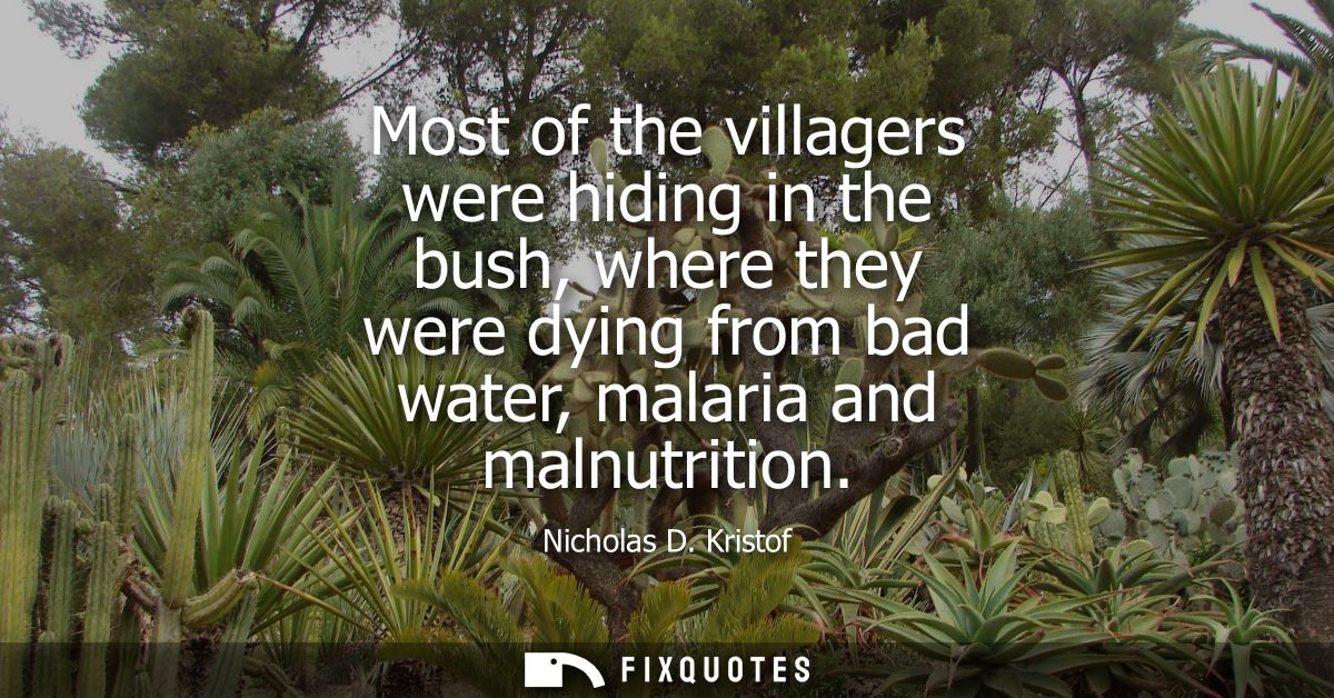 Most of the villagers were hiding in the bush, where they were dying from bad water, malaria and malnutrition