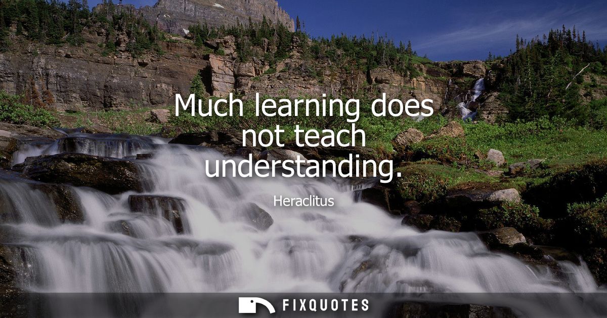 Much learning does not teach understanding