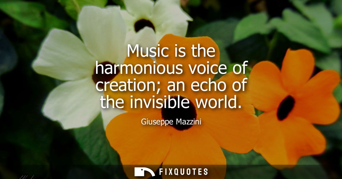 Music is the harmonious voice of creation an echo of the invisible world