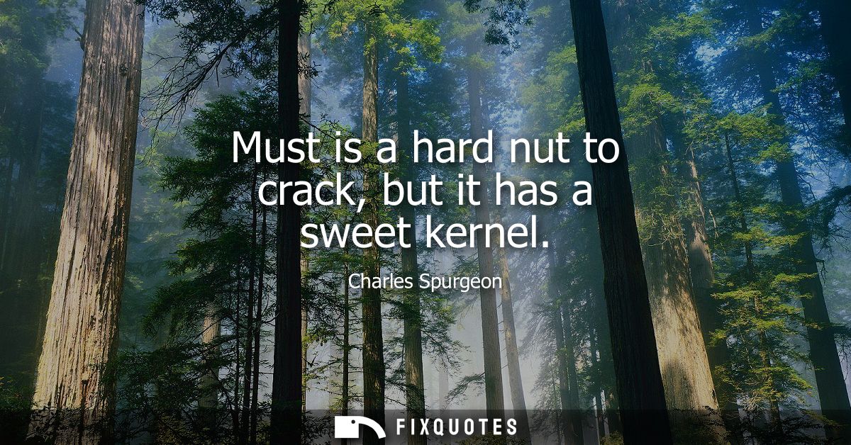 Must is a hard nut to crack, but it has a sweet kernel