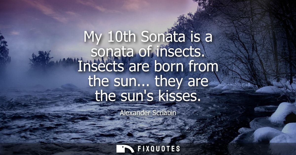 My 10th Sonata is a sonata of insects. Insects are born from the sun... they are the suns kisses