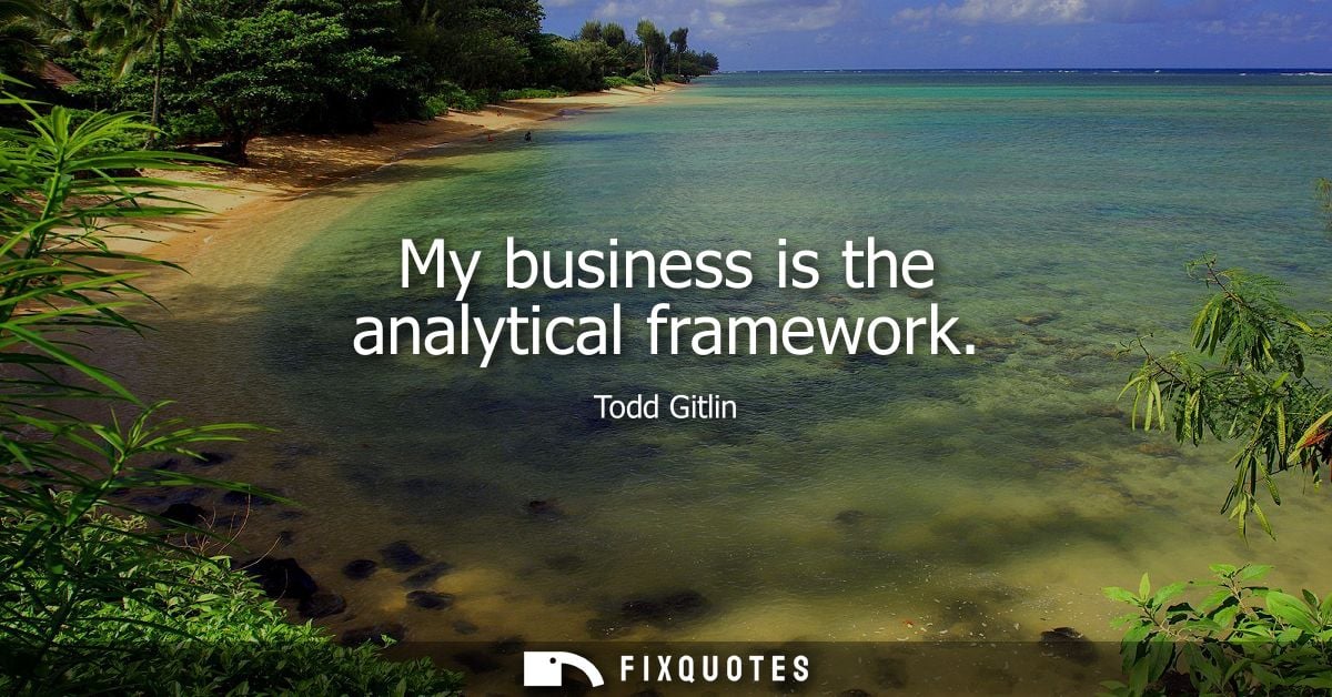My business is the analytical framework